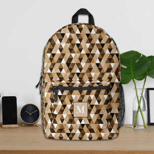 Impresa Mochila personalizada de patrón geométrico marrón