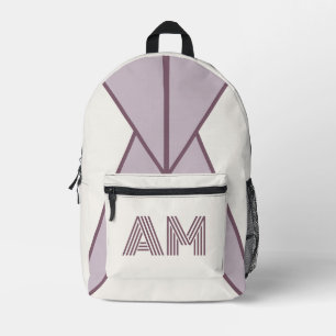 Impresa Mochila personalizada geométrica de lavanda ceniza