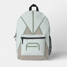 Impresa Mochila personalizada geométrica verde salvia terr