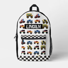 Impresa Mochila Personalizada para Niños de Camión Monstru