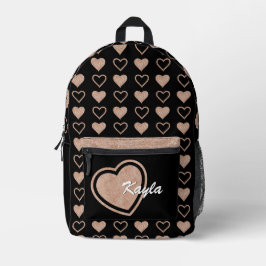 Impresa Mochila personalizada Rosa Gold Purpurina Heart