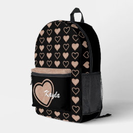 Impresa Mochila personalizada Rosa Gold Purpurina Heart