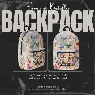 Impresa Mochila Personalizado Bunny and Butterflies