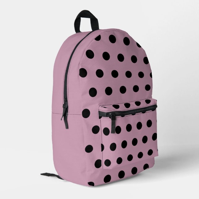 Impresa Mochila Polka Dot (rosa y negro) (Esquina izquierda trasera)