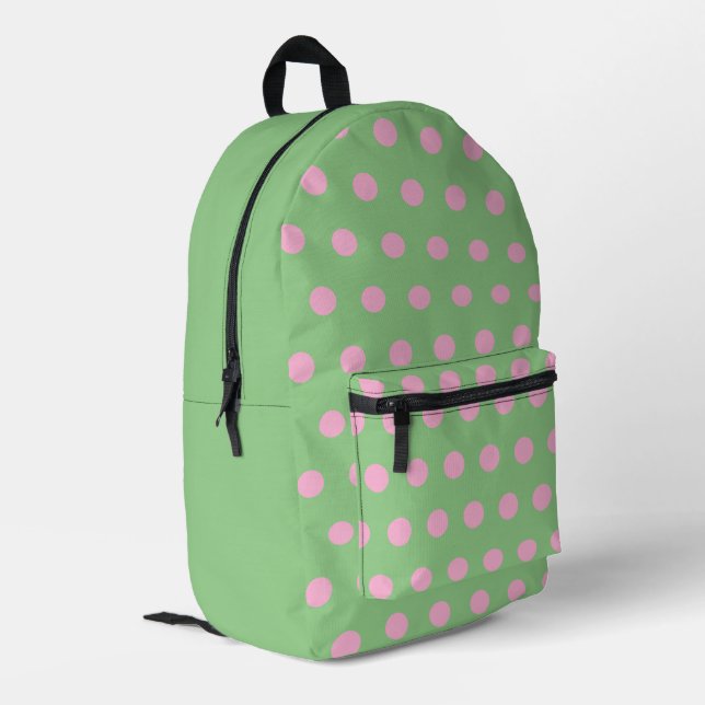 Impresa Mochila Polka Dot (Sage Green & Pastel Pink) (Esquina izquierda trasera)