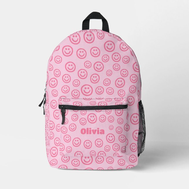 Impresa Mochila Preppy, Suministros Escolares Rosa (Anverso)