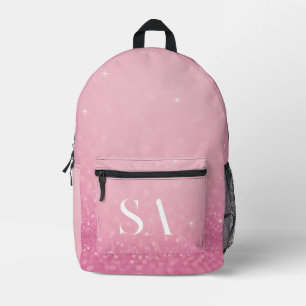 Impresa Mochila Purpurina rosa con iniciales y nombre