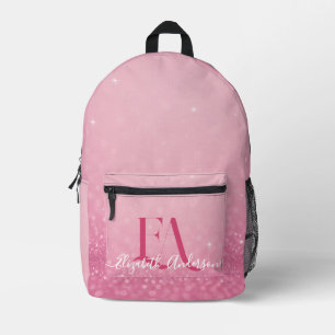Impresa Mochila Purpurina rosa con iniciales y nombre