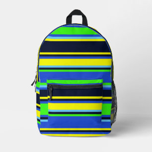 Impresa Mochila rayada azul, limón y amarillo