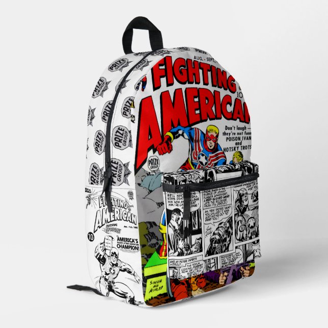 Impresa Mochila Retro Cómics 'Fighting American' (Esquina izquierda trasera)