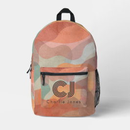 Impresa Mochila Retro con Monograma Abstracto Personalizab