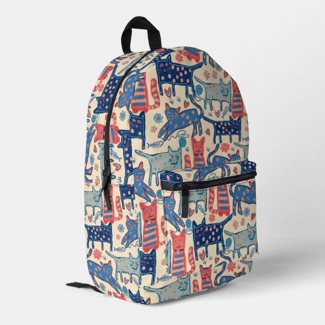 Impresa Mochila Retro Gato (Esquina izquierda trasera)
