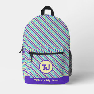 Impresa Mochila Retro Monogramada de Viaje Colorido