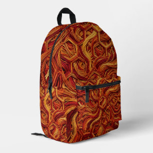 Impresa Mochila Roja Fuego Panal Abstracto