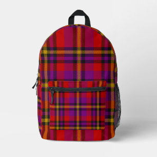 Impresa Mochila roja morada amarilla de Tartán Placa