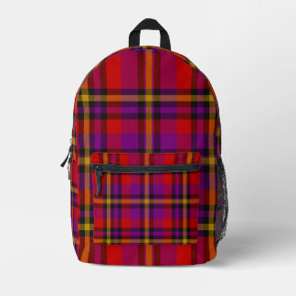 Impresa Mochila roja morada amarilla de Tartán Placa