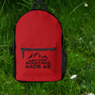 Impresa Mochila roja para senderismo con divertida cita de