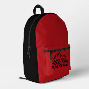 Impresa Mochila roja para senderismo con divertida cita de