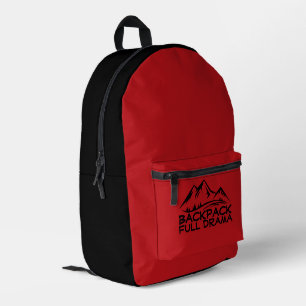 Impresa Mochila roja para senderismo con divertida cita de