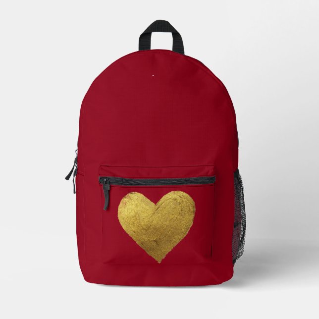 Impresa Mochila roja Símbolo de corazón de oro (Anverso)