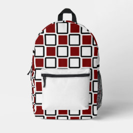 Impresa Mochila Roja y Blanca Profundas - Cuadrados Geomét