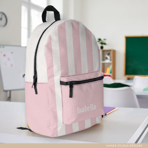 Impresa Mochila rosa con rayas lindas para niñas, vuelta a