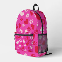 Mochila rosa Corazón blanco y rojo y pinturas de g