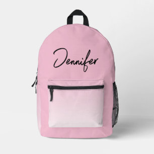 Impresa Mochila rosa de polvo personalizada con nombre per