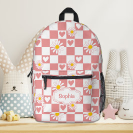 Impresa Mochila Rosa Personalizada a Cuadros
