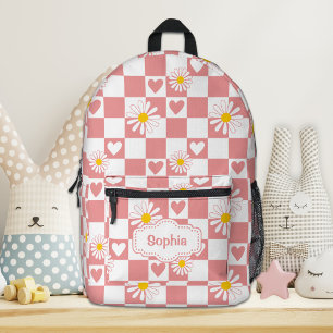 Impresa Mochila Rosa Personalizada a Cuadros