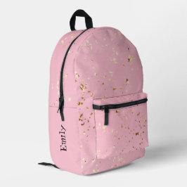 Impresa Mochila rosa personalizada con confetti de oro