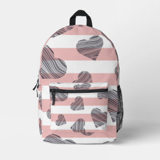 Impresa Mochila rosa y blanca moderna con corazón ondulado