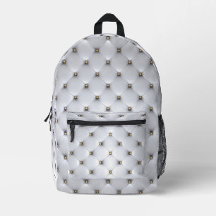 Impresa Mochila Simulada White Tufted Gold Studs