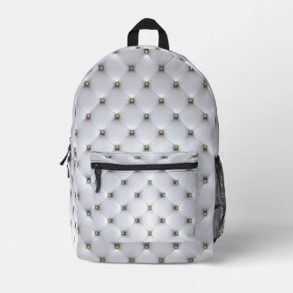 Impresa Mochila Simulada White Tufted Gold Studs