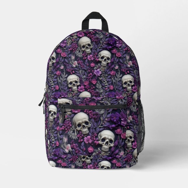 Impresa Mochila Skulls & Purple Flowship (Anverso)