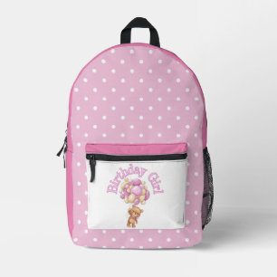 Impresa Mochila temática del cumpleaños del oso del chica