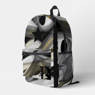 Impresa Mochila Tendencia Resumen Arte Oro Blanco Negro