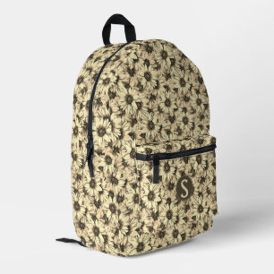 Impresa Mochila tono sepia encanto vintage girasol