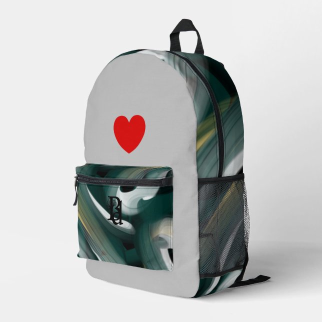 Impresa Mochila Trend Resumen Art Black White Green (Esquina derecha trasera )