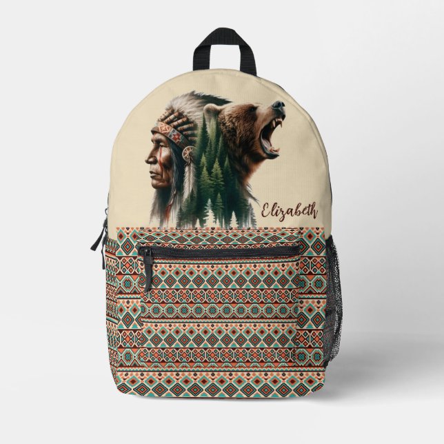Impresa Mochila Tribal Bear y Jefe  (Anverso)