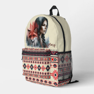 Impresa Mochila tribal de zorro y bosque