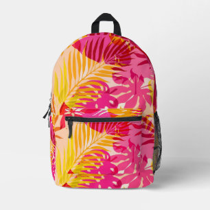 Impresa Mochila Tropical Estampado de Hoja de Palma y Fl