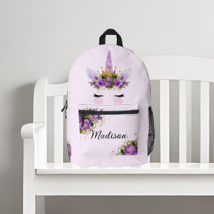 Impresa Mochila Unicorn Floral Gold Purpurina Púrpura