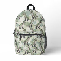 Mochila verde de camuflaje de dinosaurio