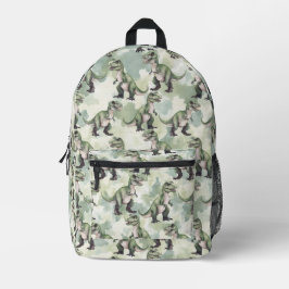 Impresa Mochila verde de camuflaje de dinosaurio
