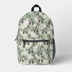 Impresa Mochila verde de camuflaje de dinosaurio