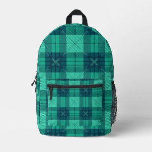Impresa Mochila Verde de Cuadros Tartán Moderna