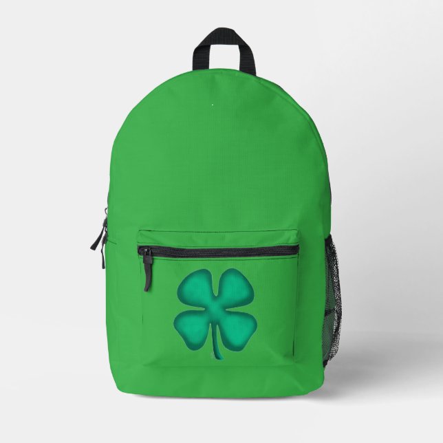 Impresa Mochila verde Lucky 4 Leaf Irish Clover (Anverso)