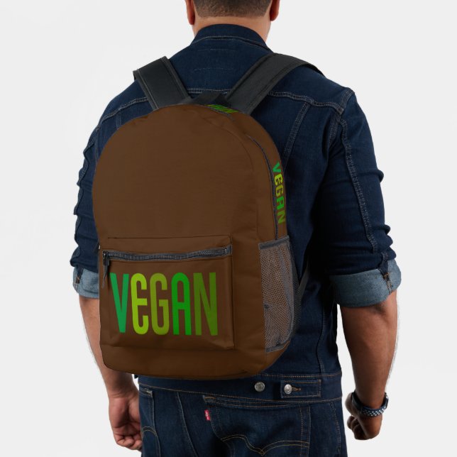 Impresa Mochila Verde Marrón Vegana (Insitu (Modelo))
