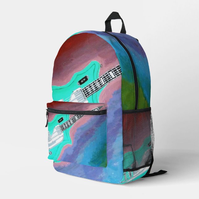 Impresa Mochila verde para guitarra  (Esquina derecha trasera )